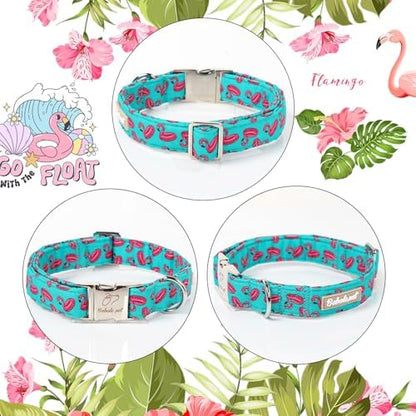 Summer Dog Collar, Cool Flamingo Float Pet Collar with Metal Buckle, Durable Adjustable Designer Dog Collars for Small Medium Large Dogs XS