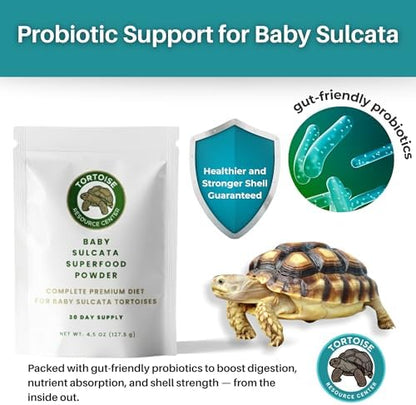 Baby Sulcata Food with Calcium - Human Grade Scientifically Formulated Diet for Healthy Growth - 4.5 oz 30-Day Supply for All Grassland Tortoises!