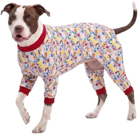 LovinPet Pitbull Pajamas Large Size Dog Boy, Wild Outback Print, M