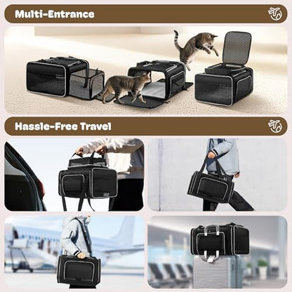 Top and 2 Sides Expandable Cat Carrier 18x13.5x9.5 TSA Airline Approved