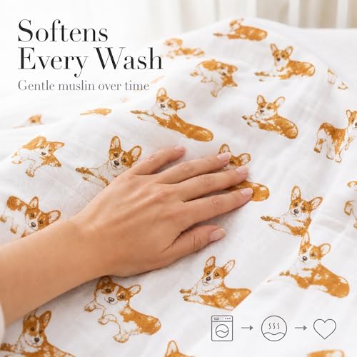 Mud Pie Baby Dog Breed Swaddle Blanket, Corgi, 47" x 47"