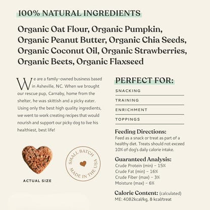 Love Bites Healthy Natural Dog Treats, Oven Baked Dog Cookies with Peanut Butter, Strawberry & Beet, Grain Free Limited Ingredient Snacks for Dogs, 2 Pack