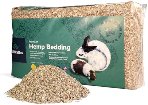 All Walks | Hemp Bedding for Small Animals 18.5L (3.7 LBS) | Low Dust, Odor Control, Highly Absorbent, Natural Cage Bedding for Rabbits, Hamsters, Guinea Pigs, Birds, and More