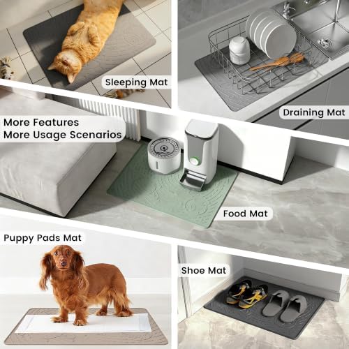 OHMO Cat Mat for Litter Box, Large 31.5x23.6 Semi Transparent, High Edge Silicone Scatter Control Waterproof Trapping Mat