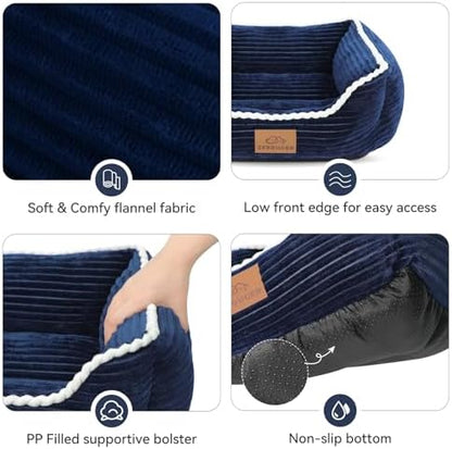 Zerbuger 20in Blue Rectangle Cat Dog Bed Machine Washable Sleeping Sofa