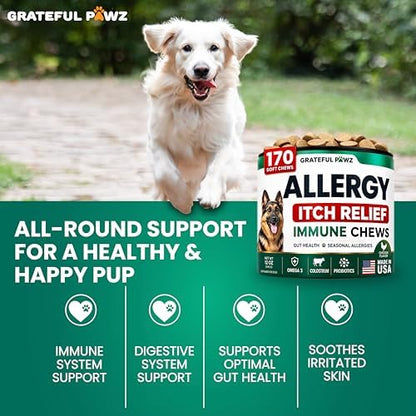 Dog Allergy Chews - Dog Allergy Relief - 170 Treats for Itchy Skin Relief