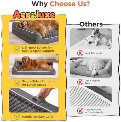 XL Orthopedic Dog Bed for Large Sized Dogs, 42"x30", Dark Grey