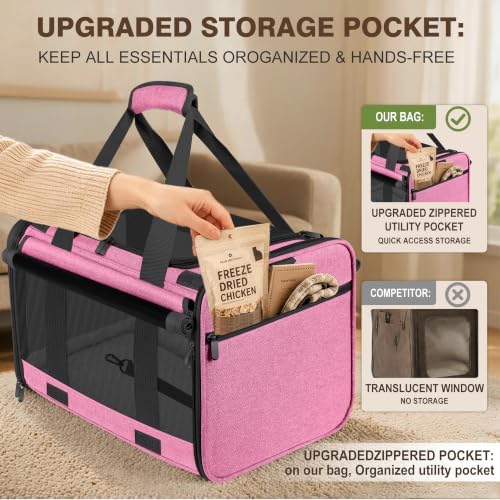 Soft Sided Cat Carrier for Anxious Pets with Privacy Roller Blinds