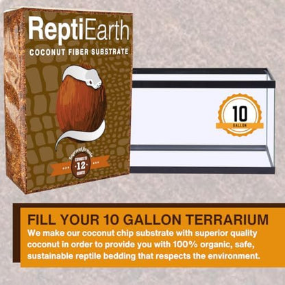 ReptiEarth Reptile Bedding, Fluffy Coconut Fiber Substrate 12 Quart Organic Coco Ready to Use for Bioactive Snake Terrarium, Lizard Tanks with Plants, for Frog, Tarantula or Hermit Crab Habitat