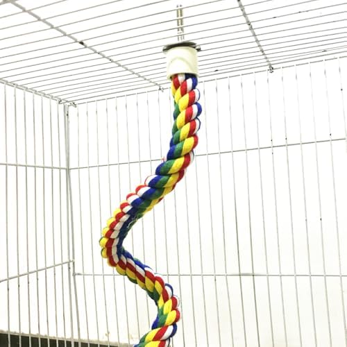 24-Inch Bird Rope Perch (0.8'' Diameter) + 2 Volcanic Stone Bird Stands - Beak & Claw Care for Small/Medium Birds, Natural & Stable Birds Perch