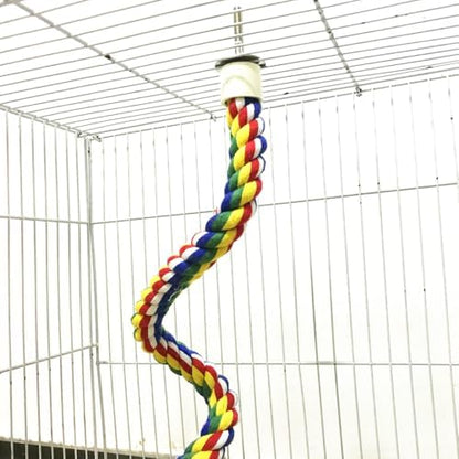 24-Inch Bird Rope Perch (0.8'' Diameter) + 2 Volcanic Stone Bird Stands - Beak & Claw Care for Small/Medium Birds, Natural & Stable Birds Perch