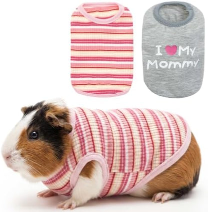 Guinea Pig Clothes (2-Pack), Striped Small Animal Vest T-Shirt