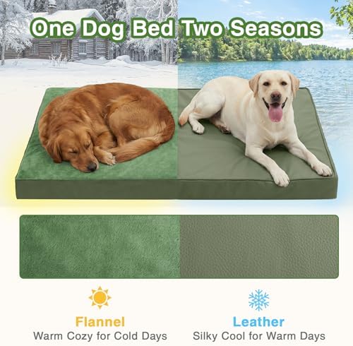 XXL Dog Bed Waterproof Washable Outdoor, Large Foam Crate Pad 48" Green