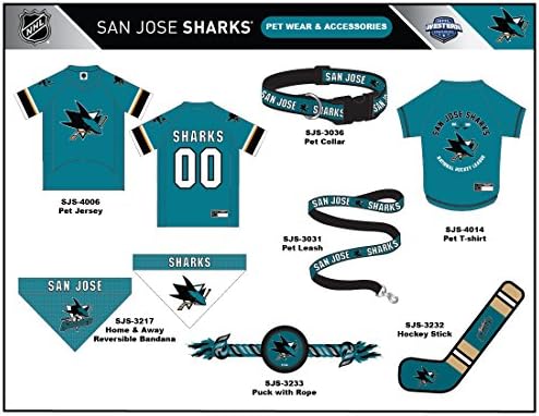 NHL San Jose Sharks Bandana for Dogs & Cats, Small/Medium. - Cute & Stylish Bandana! The Perfect Hockey Fan Scarf Bandana, Great for Birthdays Or Any Party! (Pack of 2)