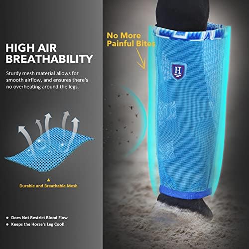 Fine Mesh Fly Boots Loose Fitting & Non-Slip Horse Fly Leggings Fleece Air Flow (Set of 4)
