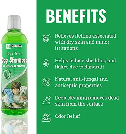 Kenic Tea Tree & Vitamin Pro Conditioning Pet Shampoo – Anti-Dandruff, Deep-Cleansing & Fast-Acting Anti-Itch Support, Made in USA