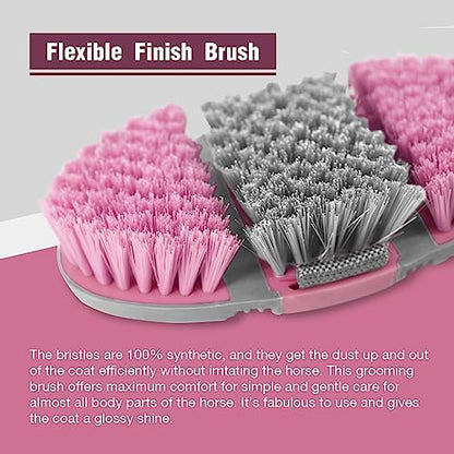 Harrison Howard Flexible Finish Horse Grooming Brush - Bendable, Comfortable Hold, Cherry Pink