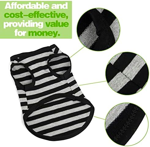 Paiaite Striped Shirt Happy Color Cotton Sleeveless Tank Top for Small Medium Dogs, Grey XXL