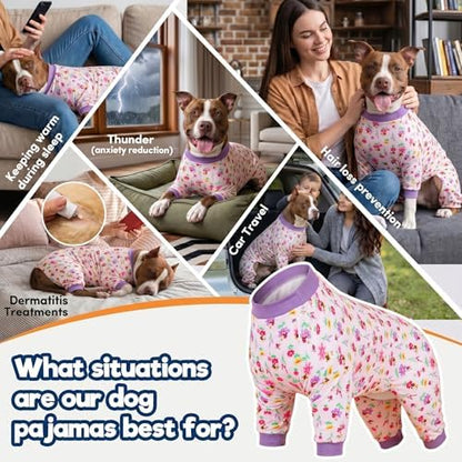 LovinPet 4 Legged Large Dog Clothes, Pink Bees & Flowers Pink Print, M