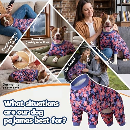 LovinPet Doggy Large Dog PJs, Navy and Hot Pink Rose Garden Print, 3XL