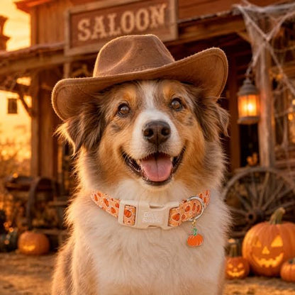 Fall Cute Orange Pumpkin Dog Collar Adjustable for X-Small Dog