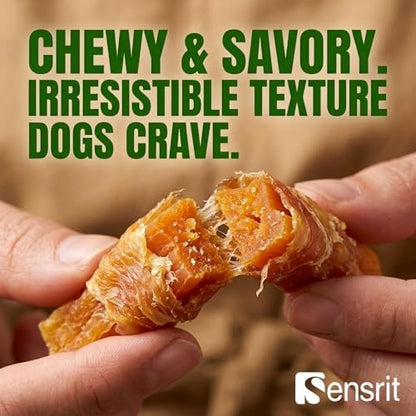 Chicken Wrapped Sweet Potato Dog Treats - 10 Oz (285g) Natural Jerky Treats, High Fiber Sweet Potato Core Wrapped in Real Chicken Breast, Healthy Training Rewards for All Dogs