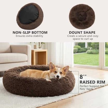 MIXJOY Orthopedic Dog Bed Comfortable Donut Cuddler Round Pet Beds Ultra Soft Washable Dog and Cat Cushion Bed (30'', Coffee)