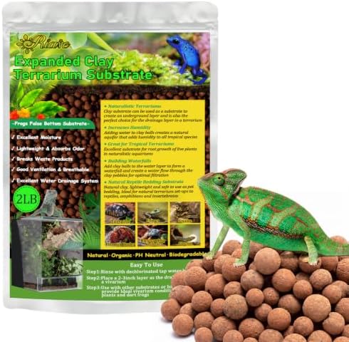 Riare 2LBS Organic Expanded Clay Balls Terrarium Substrate for Reptiles
