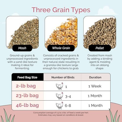 Mile Four Organic Chicken Feed, Layer Mash, Non-GMO, USA Grown 23 lbs