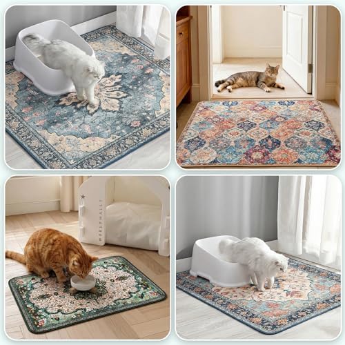 Hompet Cat Litter Mat 2 Pack, 36x36 Large Machine Washable Trapping Mats for Cats, Super Absorbent & Urine-Proof Cat Litter Box Mat for Floor, Waterproof & Non Slip Kitty Litter Rug