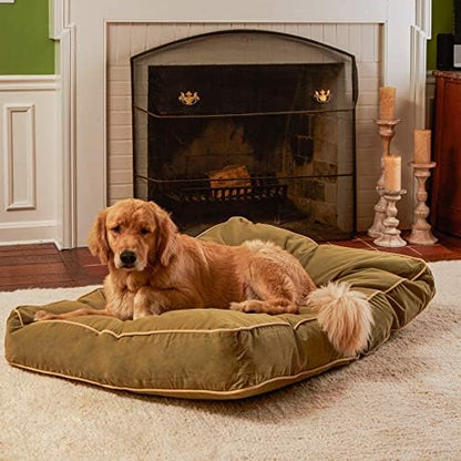 South Pine Porch Buddy Reversible Rectangle Pillow Style Microfiber Dog Bed with Removable, Machine-Washable Cover, Moss, Large (48 in. x 36 in.)