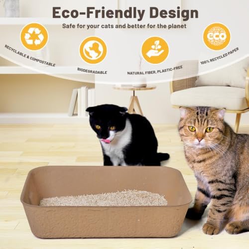 4 Pack Disposable Cat Litter Boxes, Leak-Proof Cardboard Kitty Litter Trays