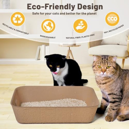 4 Pack Disposable Cat Litter Boxes, Leak-Proof Cardboard Kitty Litter Trays