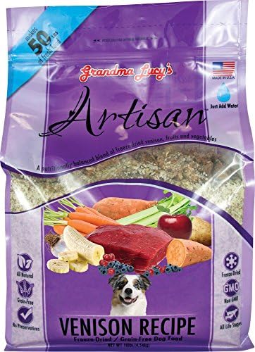 Grandma Lucy's Artisan Dog Food, Grain Free and Freeze-Dried - Artisan Venison, 10Lb Bag