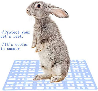 Hamiledyi 4 Pcs Rabbit Cage Mats Small Animal Plastic Feet Pads Floor Mat for Pet Cats Dogs Bunny Hamster Rat Chinchilla Guinea Pig(Blue)