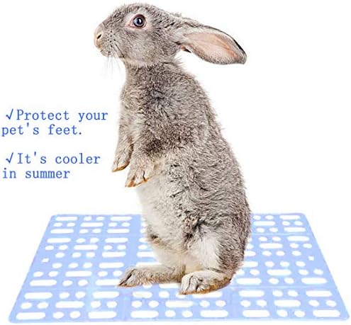 Hamiledyi 4 Pcs Rabbit Cage Mats Small Animal Plastic Feet Pads Floor Mat for Pet Cats Dogs Bunny Hamster Rat Chinchilla Guinea Pig(Blue)