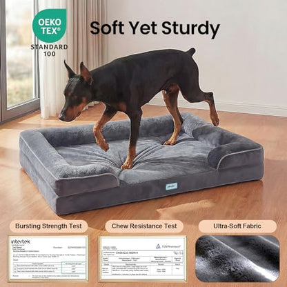 OhGeni Orthopedic Extra Large Dog Bed Couch, Memory Foam, 48-inch (Gray)