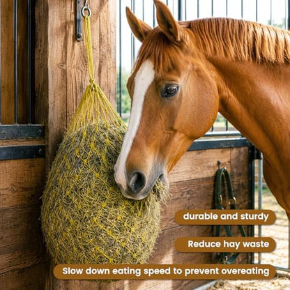 Slow Feed Hay Nets for Horses, 2 Pack,40 Inch,2 Inch Holes,Yellow