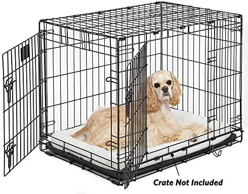 MidWest Homes for Pets QuietTime Dog Bed - White Fleece Bolster, Ultra-Soft and Machine Washable, Fits 30-Inch Crates and Carriers, for Medium Breed Dogs