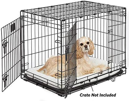MidWest Homes for Pets QuietTime Dog Bed - White Fleece Bolster, Ultra-Soft and Machine Washable, Fits 30-Inch Crates and Carriers, for Medium Breed Dogs