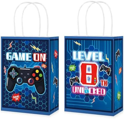 Greencian 16Pcs 8th Video Game Birthday Party Favor Bags Blue Goodie Bags