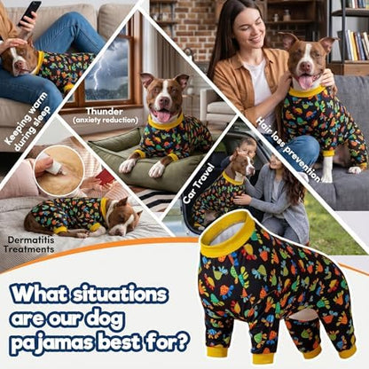 LovinPet Extra Large Dog Outfits, Large Dog Pjs, Black Turtle Print, 3XL