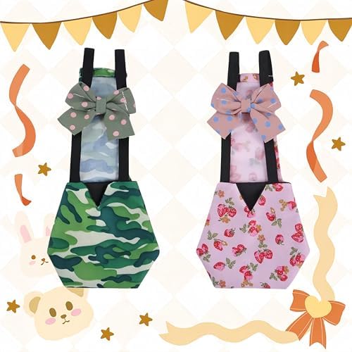2 Pack Chicken Diapers for Hens, Roosters, Diapers for Ducks, Ducklings, Reusable Pet Diaper with Bow Ties Waterproof Poultry Nappies Pet Clothes for Geese Pet Ducks-Camouflage&Pink,M