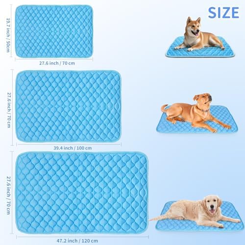 Dog Cooling Mat Self Cool Pad for Dogs and Cats, Washable Portable Pet Sleeping Pad for Summer,Large 39.4" x 27.6"