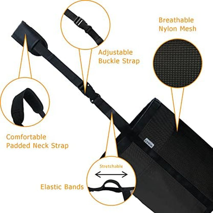 Horse Feed Bag, Nylon Mesh Grain Horse Feed Bucket (Black 2P)