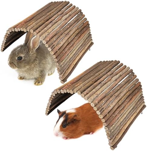 PINVNBY 2 PCS Extra Large Wooden Bunny Ladder Bridge-20 x 11.8 inches, Rabbits Hideout House Tunnel, Rodents Chew Toys for Guinea Pig Chinchillas Hedgehogs Ferrets Rat