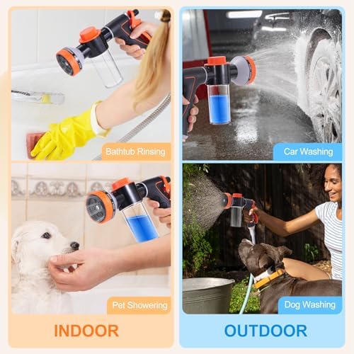 Dog Shower Attachment with 6.6Ft Long Shower Hose & Metal 3-Way Diverter