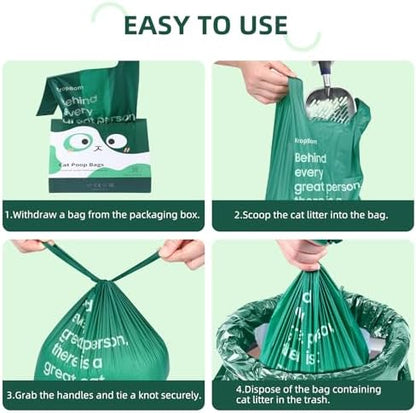 270 Count Cat Poop Bags with Handles, Disposable Litter Bags for Pet Poop, Extra-Thick Kitty Waste Bags Easy Tie Leak-Proof Strengthen Unscented (Made of 70% Recycled Plastic)
