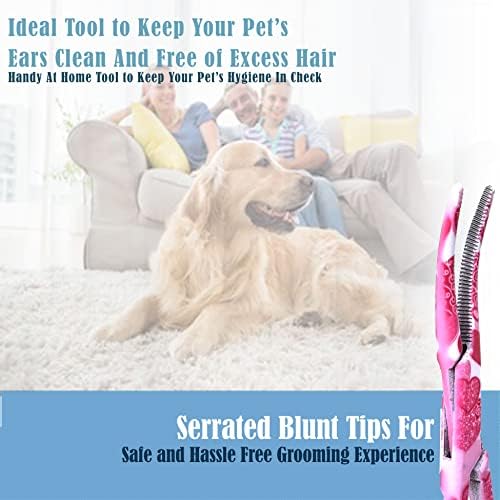 Dog Pet Ear/Nose Hair Puller Grooming Hemostat Locking Forceps Curved Pliers, 5.5" (14cm) Full Serrated Clamps Stainless Steel (Valentine)