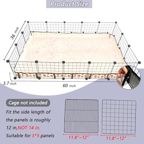 Guinea Pig Cage Liner，Washable Waterproof Oxford Cloth Cage Liners for Small Animals,Hamster Chinchilla Hedgehog Rabbit and Other Small Animals Not Include Cage(36x60 inches)